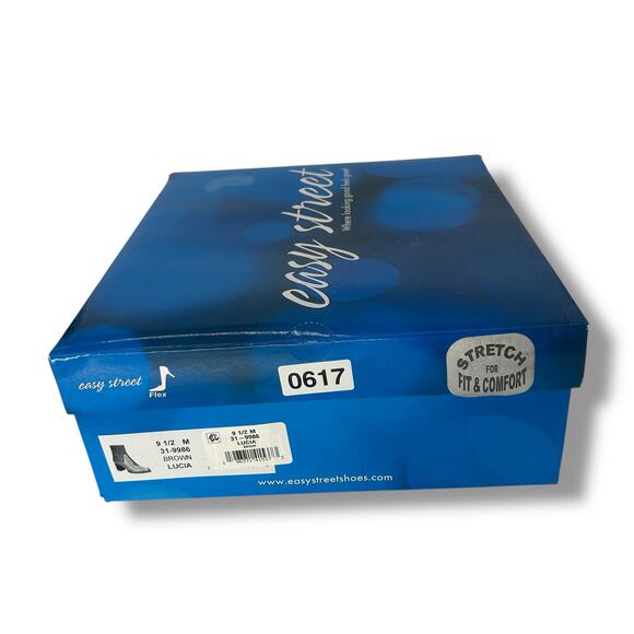 NEW Easy Street Brown Chunky Mid Calf Booties Size 9.5 Lug Ribbed Knit Heel Boot - Picture 9 of 9